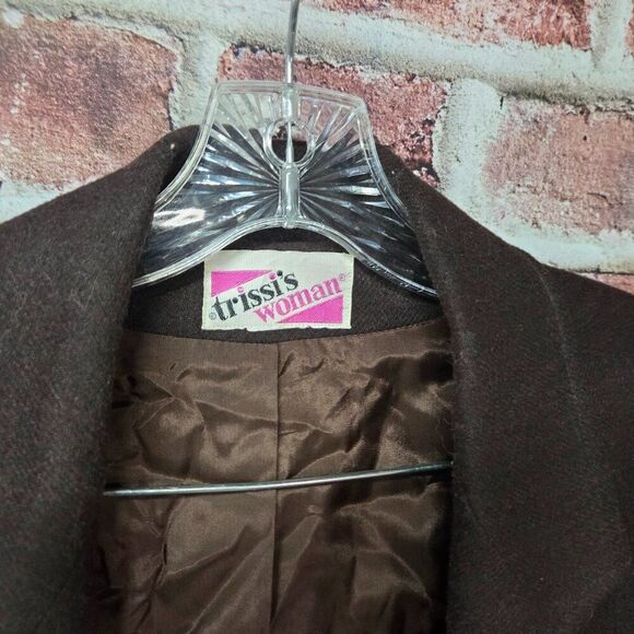 Trissis Blazer Jacket 44 | Vintage 90s Brown Wool Blend Single Breasted - Picture 2 of 6
